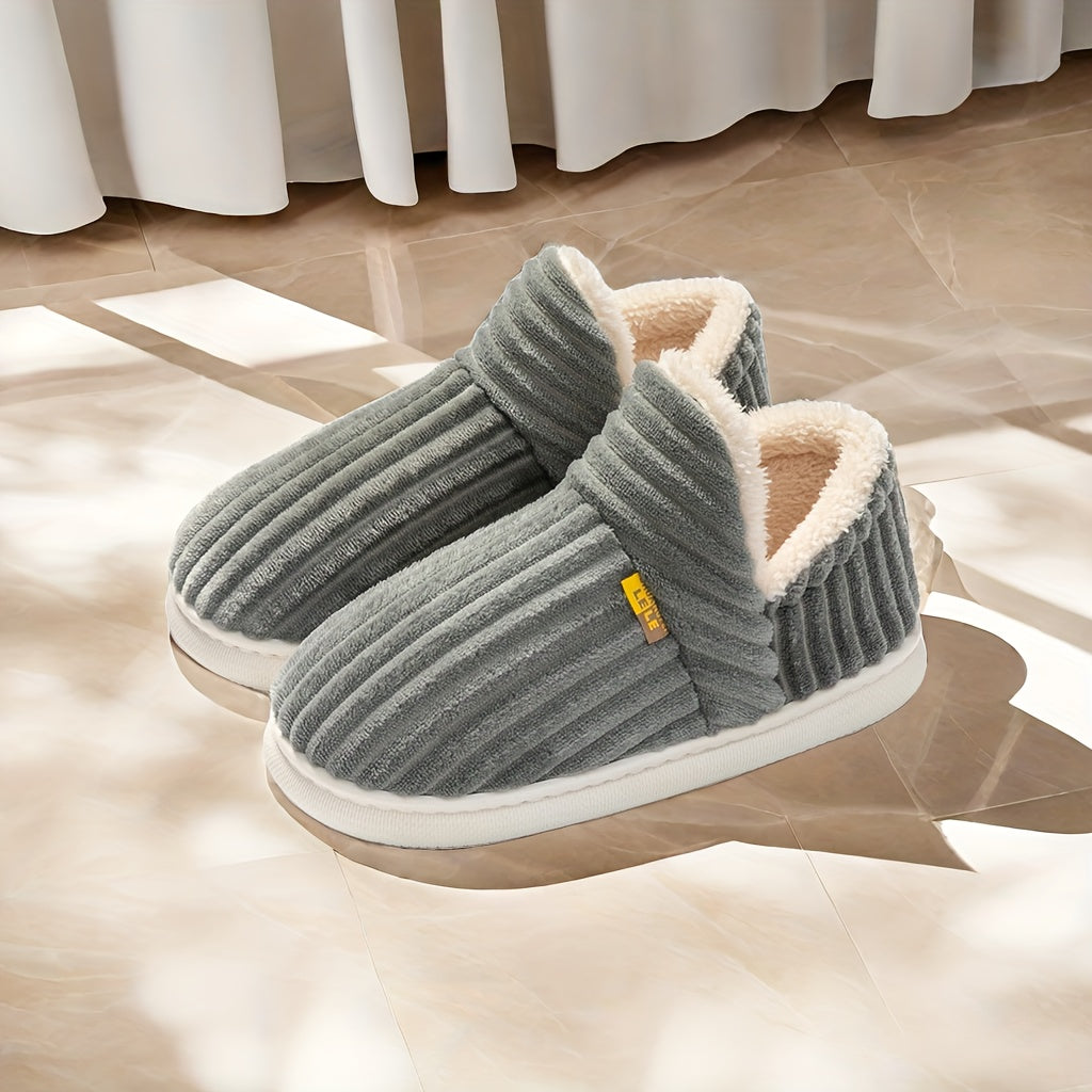Cozy Warmth Indoor Slippers – Plush-Lined, Solid Color, Easy Slip-On, Comfortable Wear
