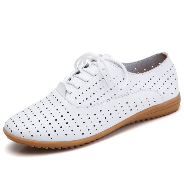 GHJIOL 2026 Spring Women Oxford Shoes Ballerina Flats Shoes Women Genuine Leather Shoes Moccasins Lace Up Loafers Zapatos Mujer
