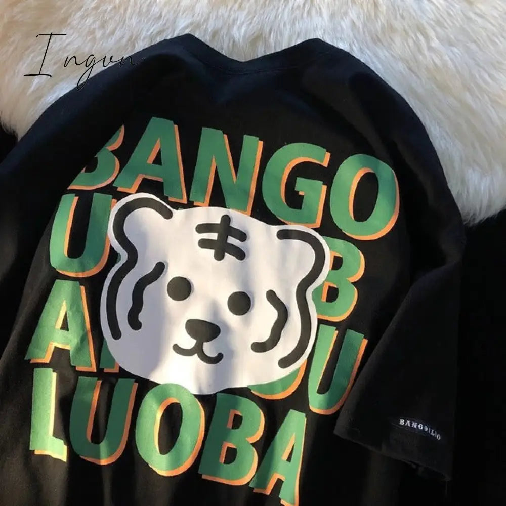 Ingvn - Kawaii Dog Print T-Shirt Harajuku Casual Loose Summer Women'S T-Shirt Cute Sweet Aesthetic Oversized Tops Streetwear