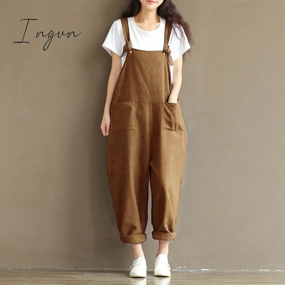 Ingvn - Ladies Casual Women Jumpsuits Loose Solid Harem Trousers Casual Ladies Overallpants Playsuits Wide Leg Pants Plus Size 5XL