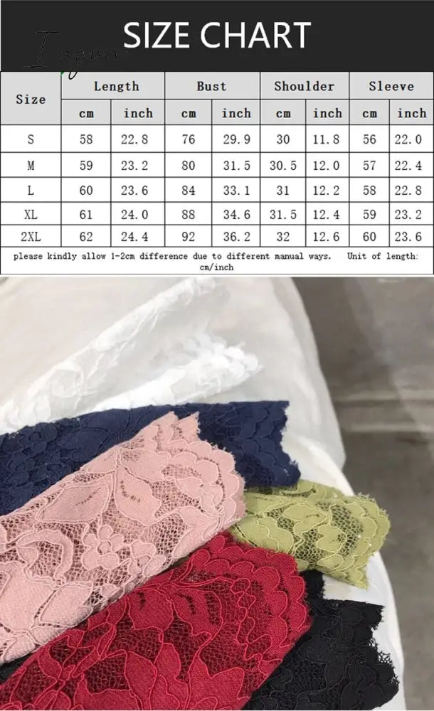 Ingvn - gifts for women Plus Size Women Lace Blouses Shirts Sexy Hollow Out Long Sleeve Solid Blouse Lady Elegant Floral Embroidery Elastic Shirt Tops