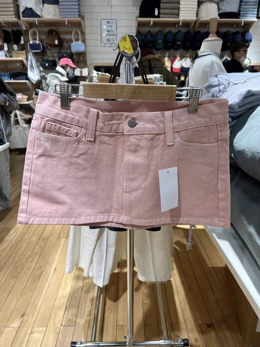 American Vintage Denim Mini Skirts Women Summer Fashion High Waist Straigth Short Faldas Casual Fashion Streetwear Cotton Skirt