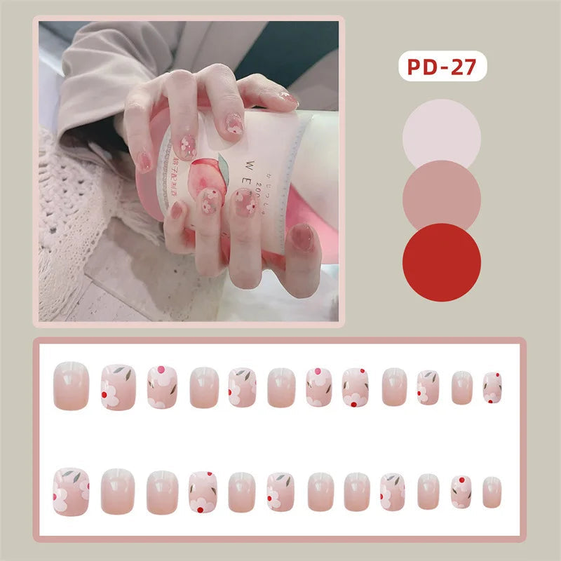 24pcs Lemon Short Wear Tips Nail False Patch Press on Nails Supplies for Professionals Artifical Fake Nails Faux Ongles Uñas
