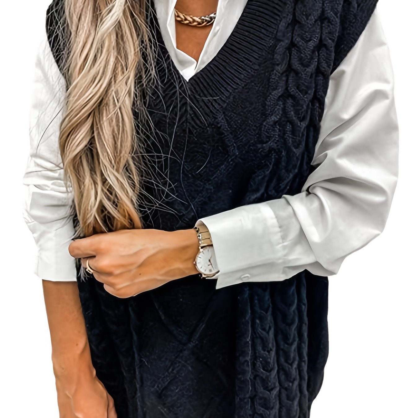 V-Neck Knit Vest: Casual, Comfortable & Chic - Perfect for Spring/Fall, Solid Color, With Mid-Stretch for a Flattering Fit