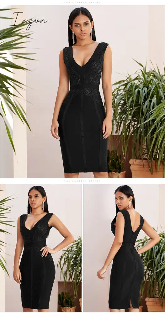 Ingvn - New Summer Tank Bodycon Bandage Dress Women Sexy Sleeveless Lace Green Club Celebrity Evening Party Dresses Vestidos
