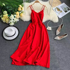 Ingvn - New-Coming Spring Summer Holiday Long Dress Cross Spaghetti Strap Open Back Beach Style Ankle-Length Women Dresses