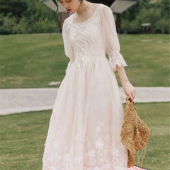 Ingvn - Vintage Retro Dress Women French Style Elegant Designer Fairy Dress Casual Slim Chiffon Party Dress  Autumn Women's Clothing