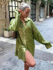 Ingvn - Turn-down Collar Bright Silk Women Blouses Red Long Sleeve Elegant Loose Blouses Women Spring Fashion Casual Streetwear Ingvn