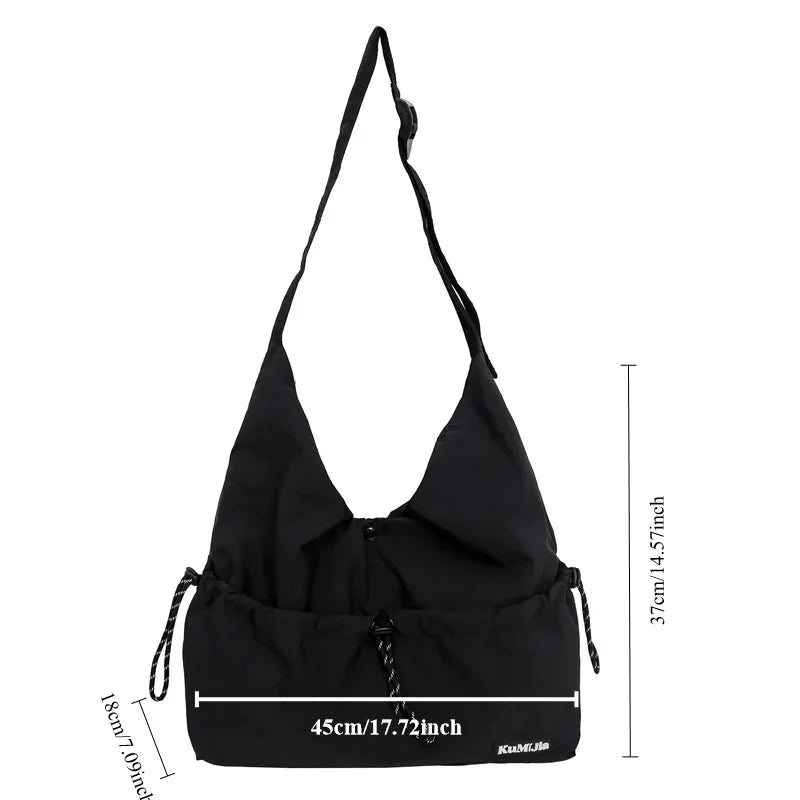 Ingvn  Japan Lightweight Casual Nylon Men Crossbody Bag Women String Tooling Style Tote bag Student Sport Commuter Shoulder Bag
