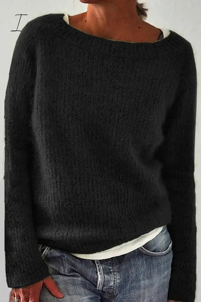 Ingvn - Casual Solid Basic O Neck Tops Sweater