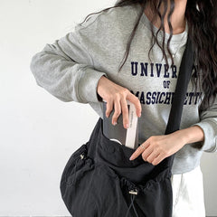 Ingvn  On-Season Korean Style Niche Pleated Crossbody Bag Cloud Bag Casual Lightweight Hundred Shoulder Nylon Cloth Female Tote Bag