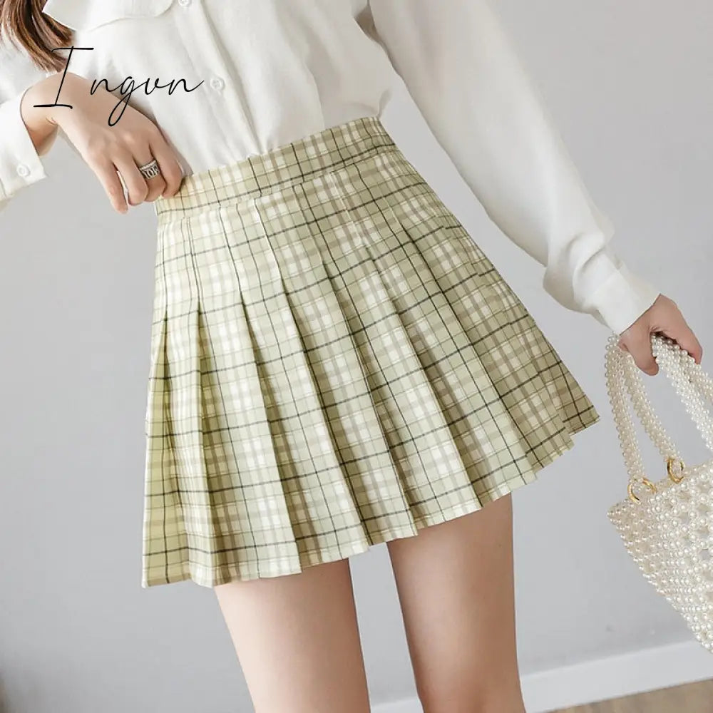 Ingvn - Fashion Kawaii Summer Women Skirts High Waist Cute Sweet Girl's Pleated Skirt Korean Style Mini Skirts for Women