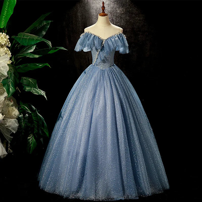 Sky Blue Prom Dresses Beaded long Sexy Evening Dresses New Design Party gown Sequines Evening Vestidos