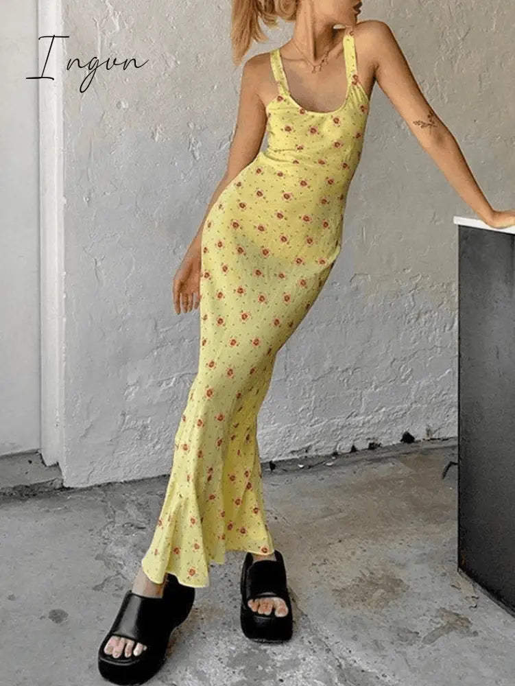 Ingvn - Summer Floral Print Maxi Dress