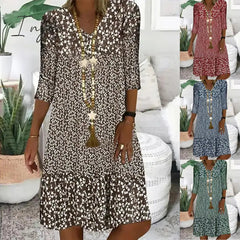 Ingvn - Chic Abstract Printed Short Sleeve Dress