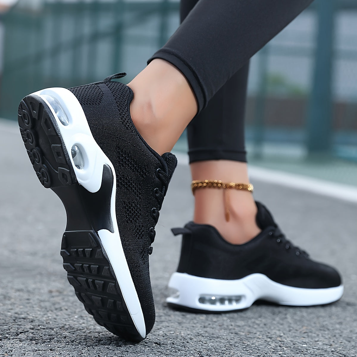 Women's Breathable Mesh Running Shoes with Air Cushion - Lightweight, Lace-Up Casual Sneakers for All Seasons