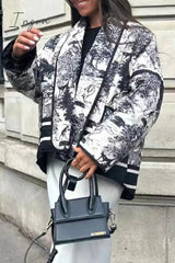 Ingvn - Street Print Pocket Turndown Collar Outerwear(3 Colors)