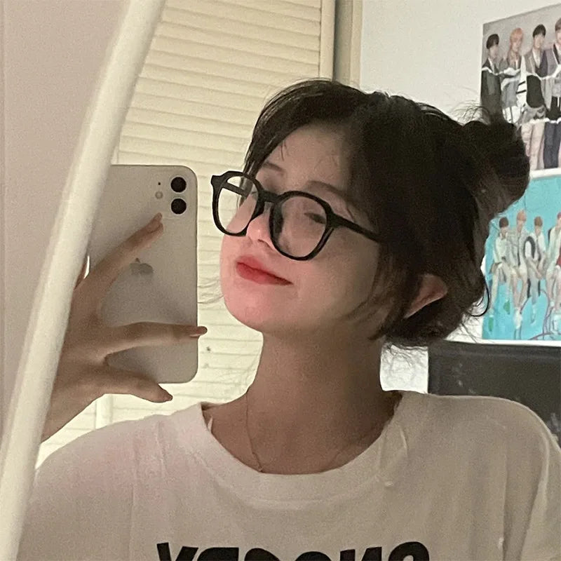 INGVN  Korean Transparent Glasses Frame Women Lovely Plain Glasses Men Eyewear Cute Decorative Computer Glasses