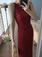 Ingvn - New Women Summer Fashion Spaghetti Strap Sleeveless Sexy Dress Female Elegant Evening Midi Dress