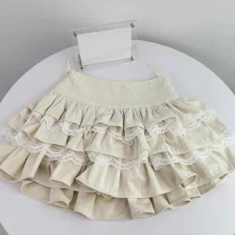 Voguable Autumn Winter Woman Kawaii Sweet 2 Piece Set Off Shoulder Bow Knitted Tops + Mini Cake Skirt Female Korean Fashion Casual Suits