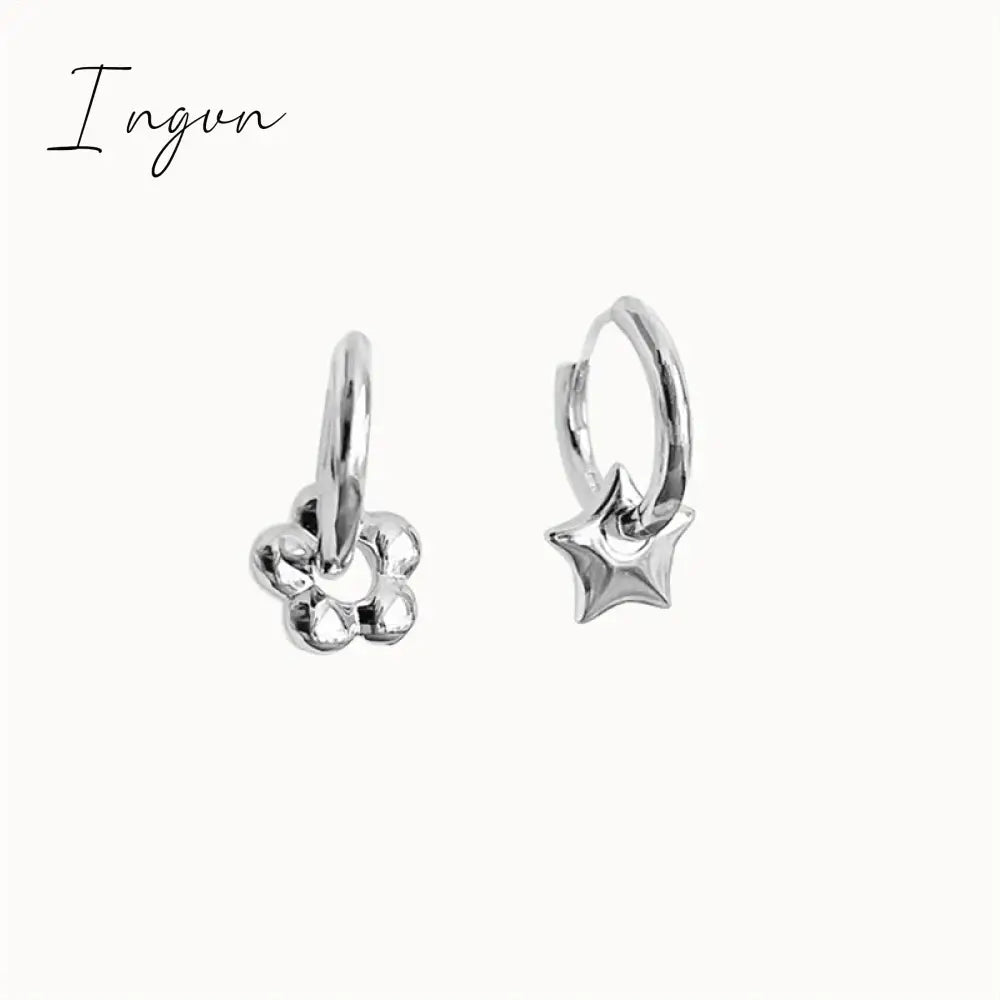 Korean Fashion Geometric Earrings Asymmetric Flower Star Earrings for Women Men Hip Hop Earrings Jewelry Accessories Gift