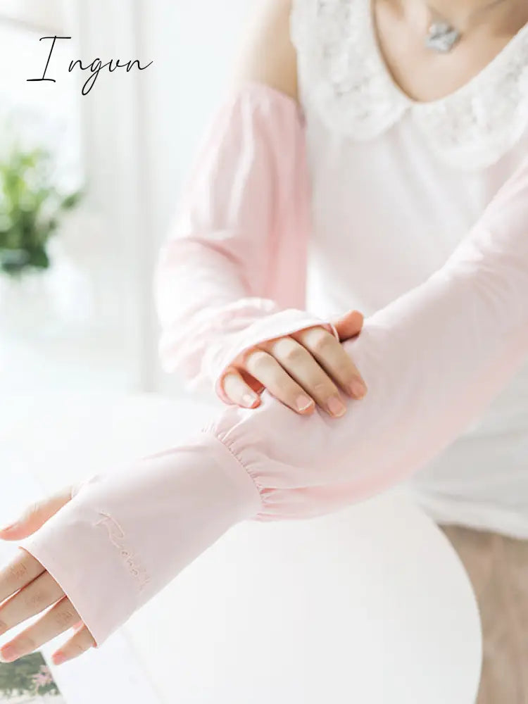 Ingvn - Solid Color Ice Silk Loose Sun Protection Sleevelet