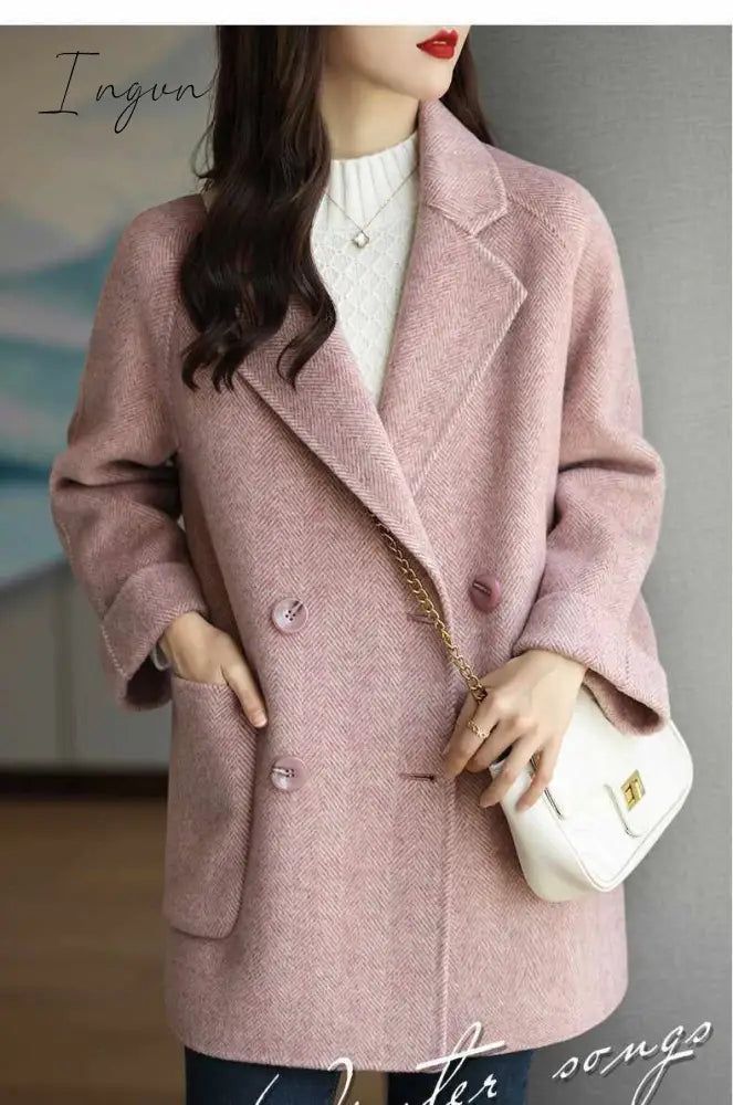 Ingvn - Autumn And Winter New Fashion Women's Jacket Loose Leisure All-Match Western Style High-End Woolen Female Coat