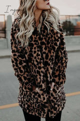 Ingvn - Women's Lapel Leopard Coat