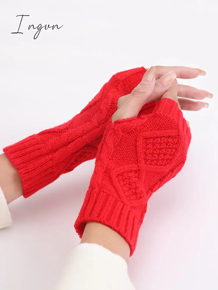 Ingvn - Simple 9 Colors Jacquard Knitting Gloves