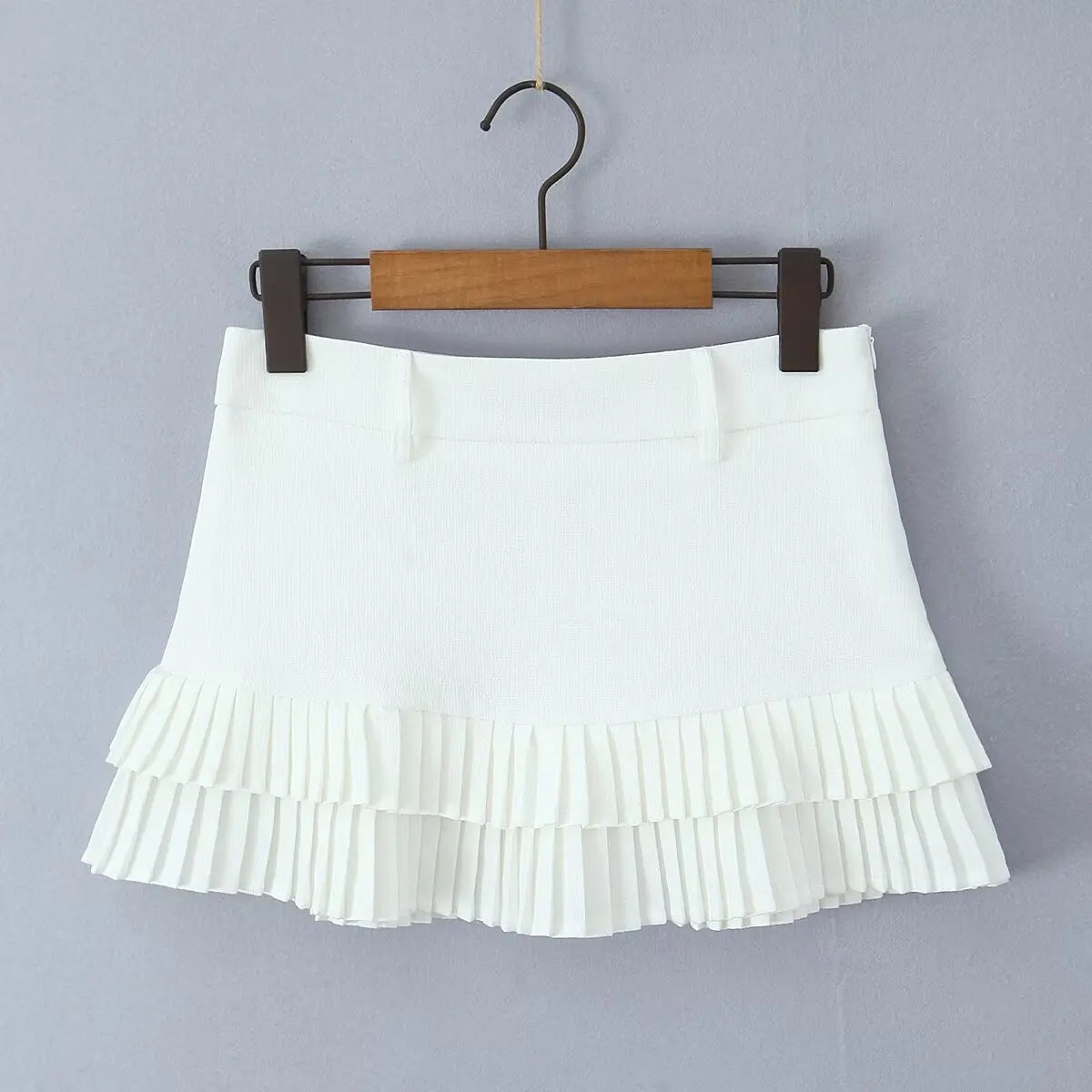 Cool Girl Y2K Pleated Mini Skirt Sexy Low Waist Short Skater Skirts With Shorts Lining
