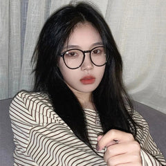 INGVN  Korean Literary Anti-blue Glasses Frame Women Fashion Glasses Men Contrasting Cute Decorative Glasses