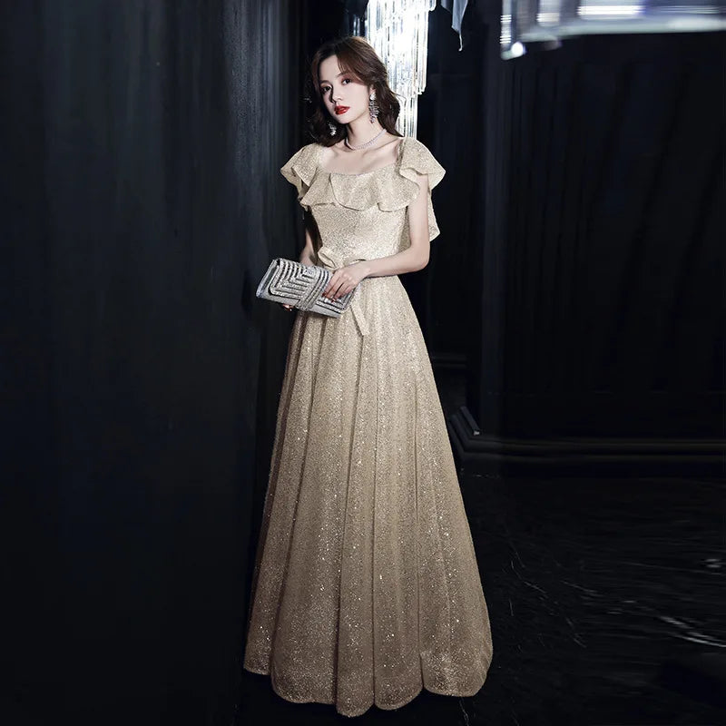 Customized Starry Evening Dress Female 2025 New Elegant Banquet Super Fairy Wedding Party Vestidos Celebrity Silver Long Slim Pr