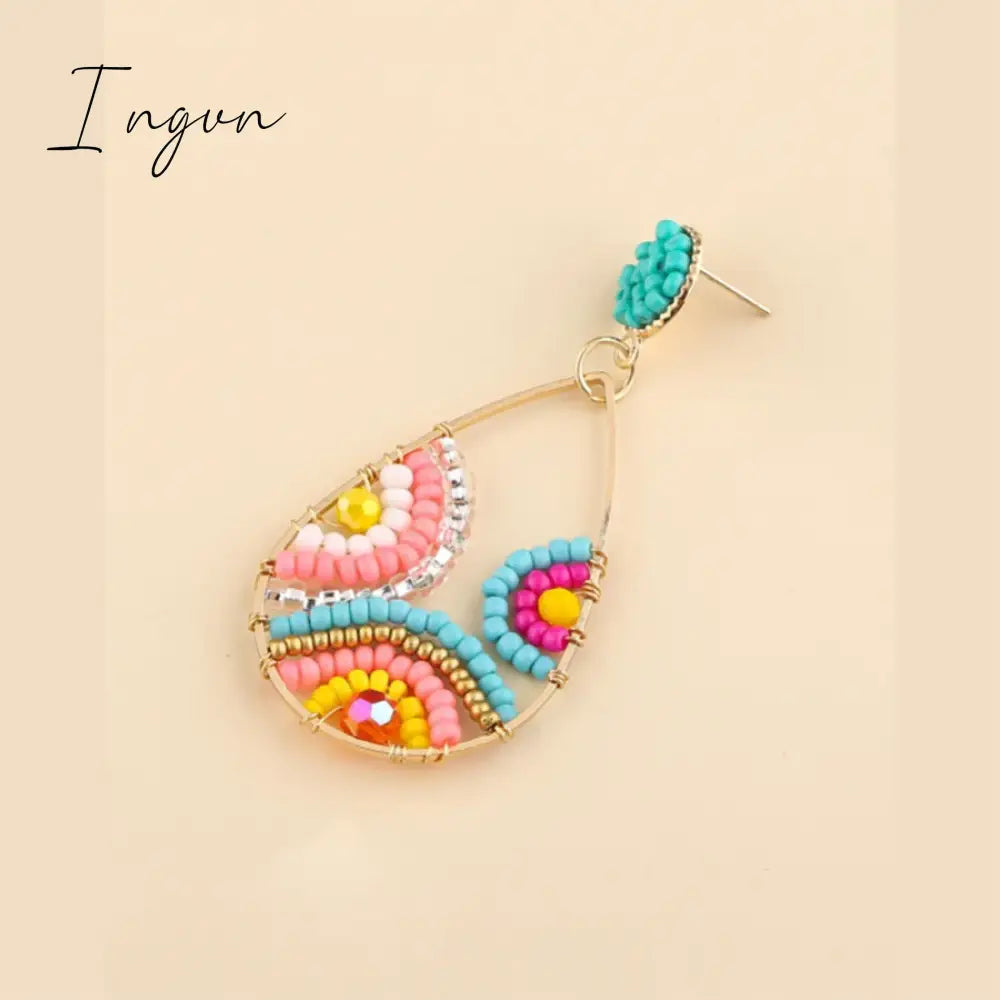 New Fashion Boho Colorful Bead Earrings for Women Exquisite Copper Needle Earrings Sweet Niche Design Party Jewelry Gifts