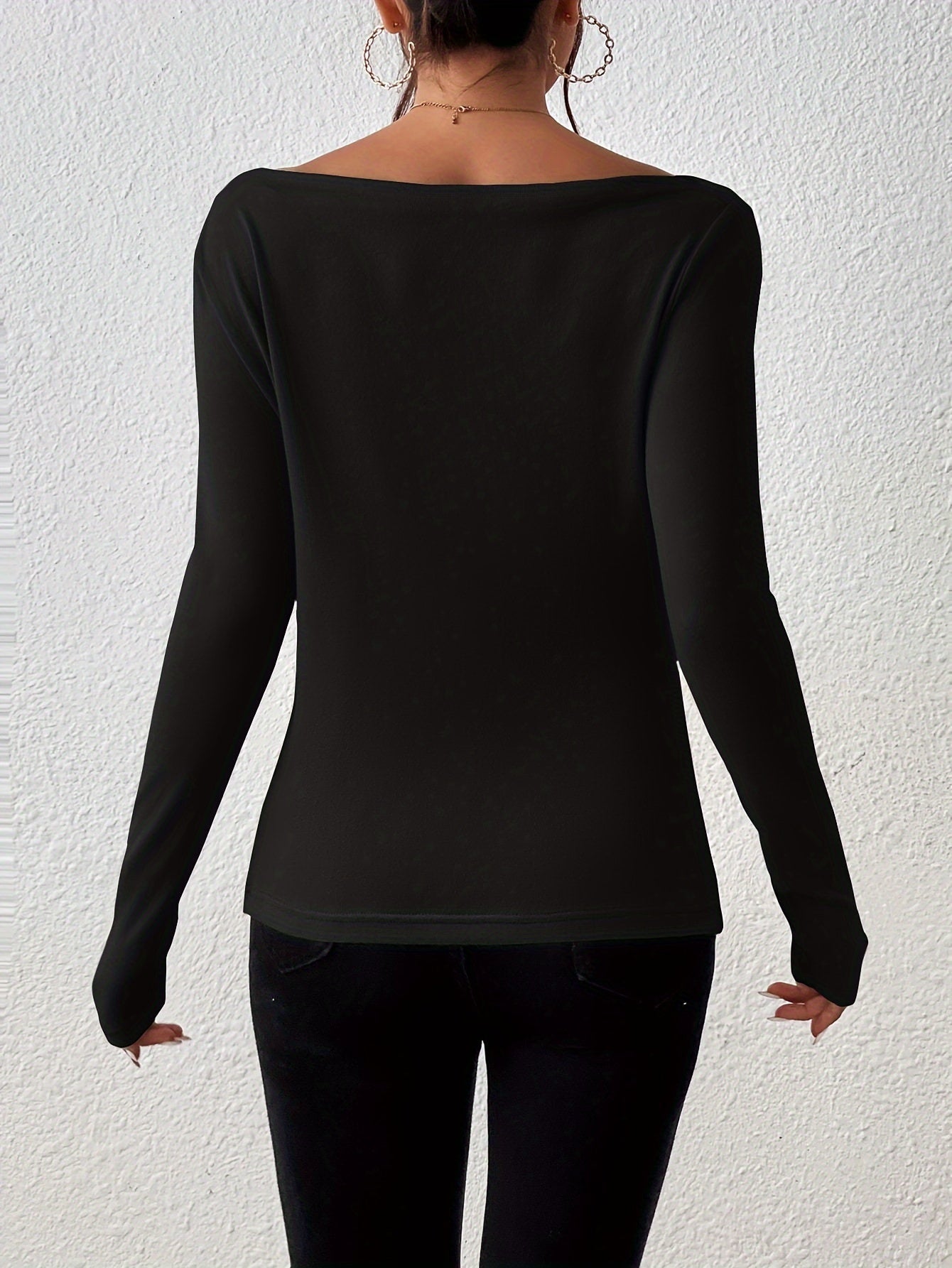 Womens Classic Solid Boat Neck T-Shirt - Stylish Long Sleeves for Spring & Fall - Versatile Casual Top - Premium Quality Wardrobe Staple