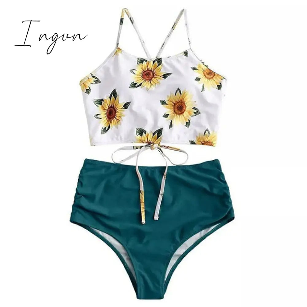 Ingvn - High Waist Bikini Leopard Swimsuit Women Bikini Floral Swimsuit Print High Neck Bikini Push Up Swimwear Snake Bathing Suit