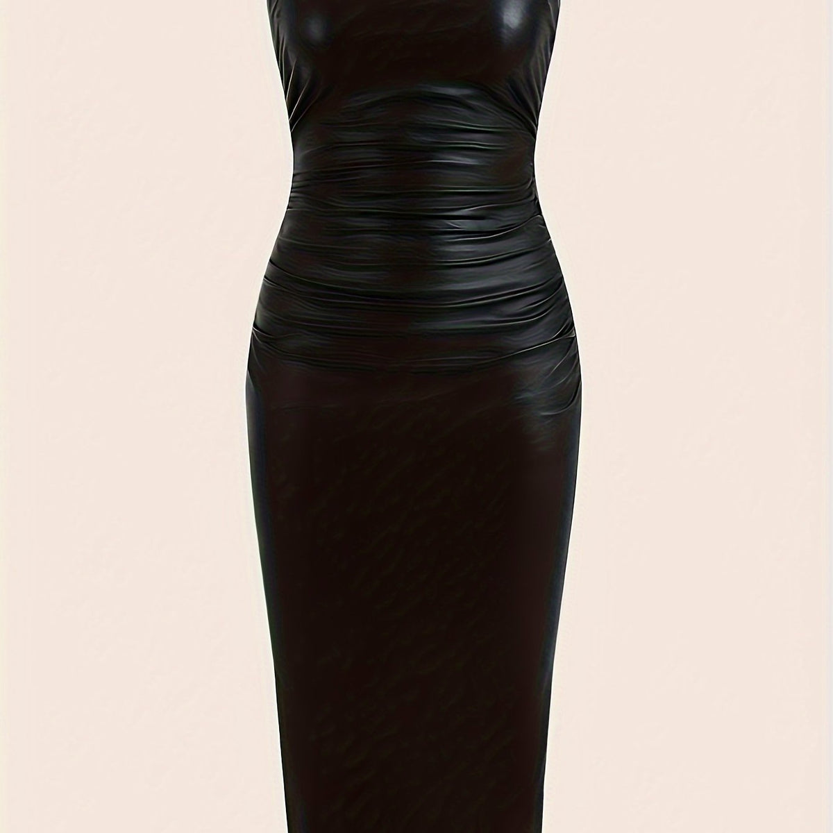 Sexy Bodycon Jersey Dress - Elegant Strapless Ruched Tube Dress with Mid Elasticity, Solid Color, and Split Hem - Perfect for Club and Party, Womens Customized Clothing