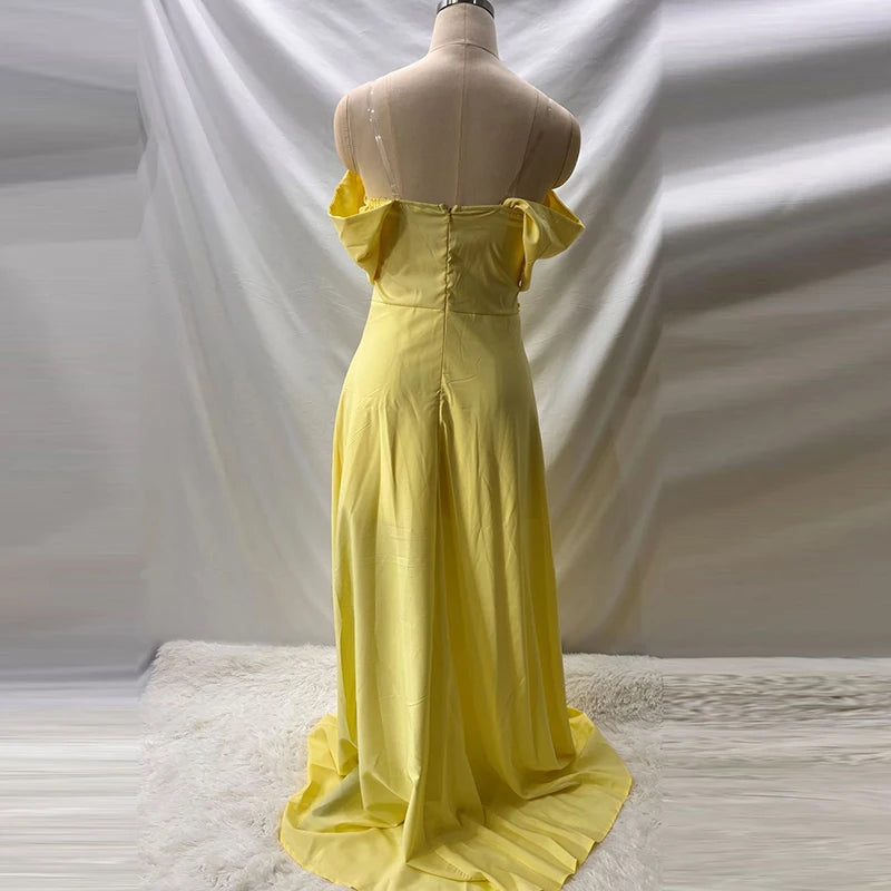Elegant Mesh Lace Floral Gown Long Dress Women Sexy Off Shoulder Slim Evening Dress Fashion Hight Waist Solid Party Dresses