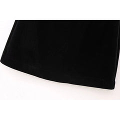 Vintage Women Black High Waist A-line Velvet Mini Skirt
