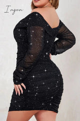 Ingvn - Sexy Casual Solid Fold V Neck Long Sleeve Plus Size Dresses