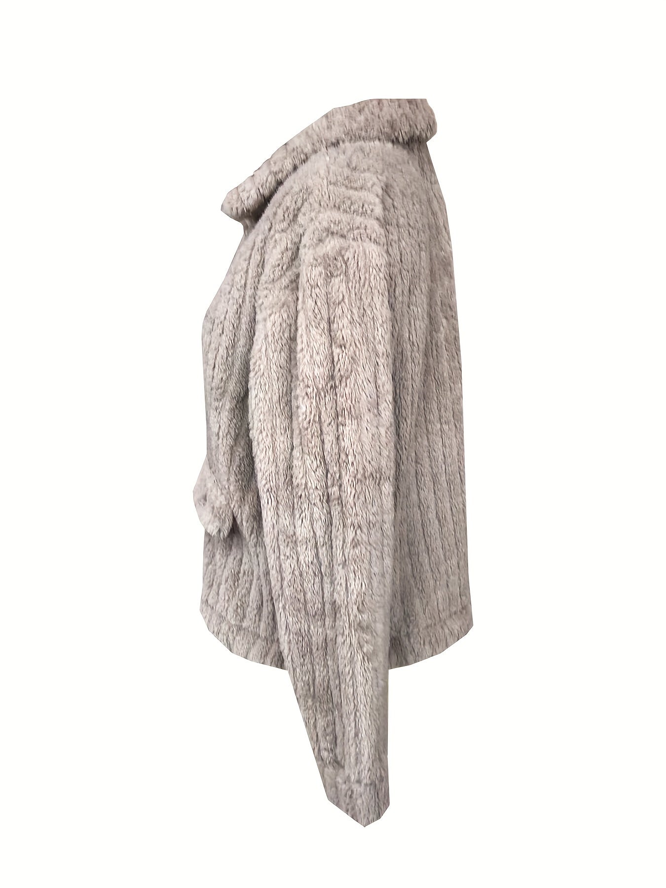 Warm and Cozy Women's Casual Solid Long Sleeve Button Front Teddy Coat for Winter Outerwear