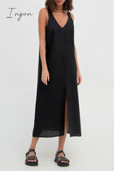 Ingvn - Casual Simplicity Solid V Neck Sleeveless Dresses