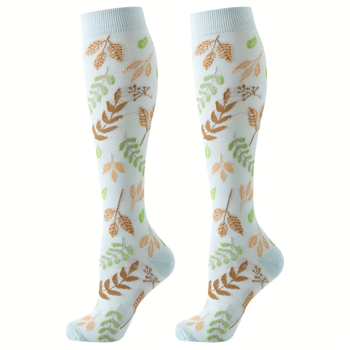 6pcs Floral Compression Socks For Women - Breathable, Moisture-Wicking Nylon Blend, Ideal For Sports & Outdoor Activities Compression Socks Women Plus Size Compression Stockings For Women