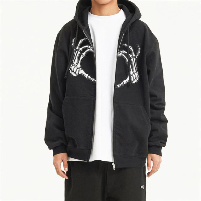 Y2K Retro Dark Gray Butterfly Zipper Hooded Sweatshirt 90s Harajuku Punk Gothic Zip Up Hoodie Long-sleeved Loose Jacket