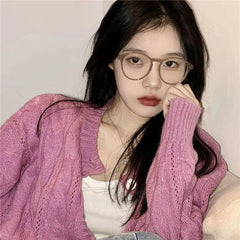 INGVN  Korean Literary Anti-blue Glasses Frame Women Fashion Glasses Men Contrasting Cute Decorative Glasses