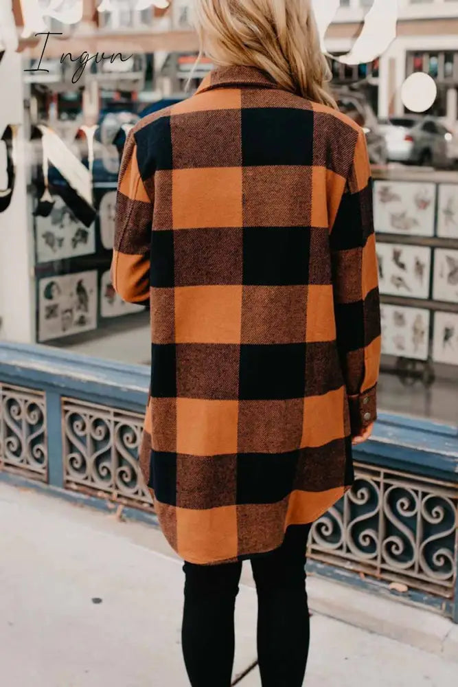 Ingvn - Contrast Plaid Coat