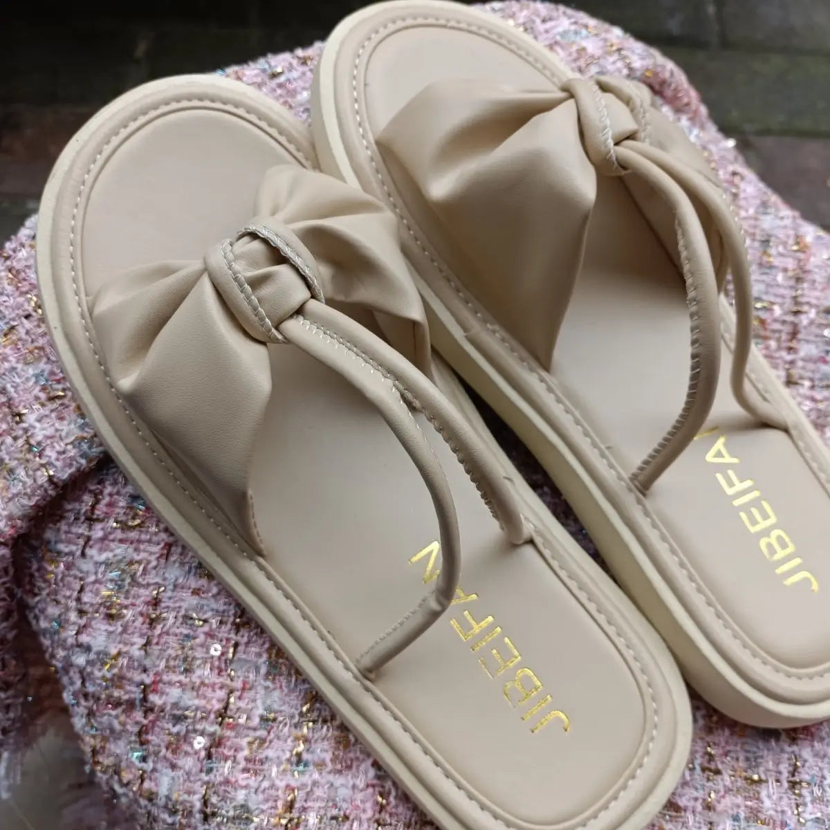 Flat Slides Shoes Summer Rubber Open Toe Home House Green Women's Slippers and Ladies Sandals White I Comfortable Elegan 39