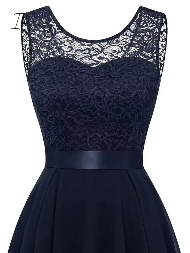 Ingvn - Women‘s Cocktail Party Dress Lace Dress Swing Dress Long Dress Maxi Dress Black Pink Wine Sleeveless Pure Color Lace Fall Spring Summer Crew Neck Fashion 2023 S M L XL XXL 3XL