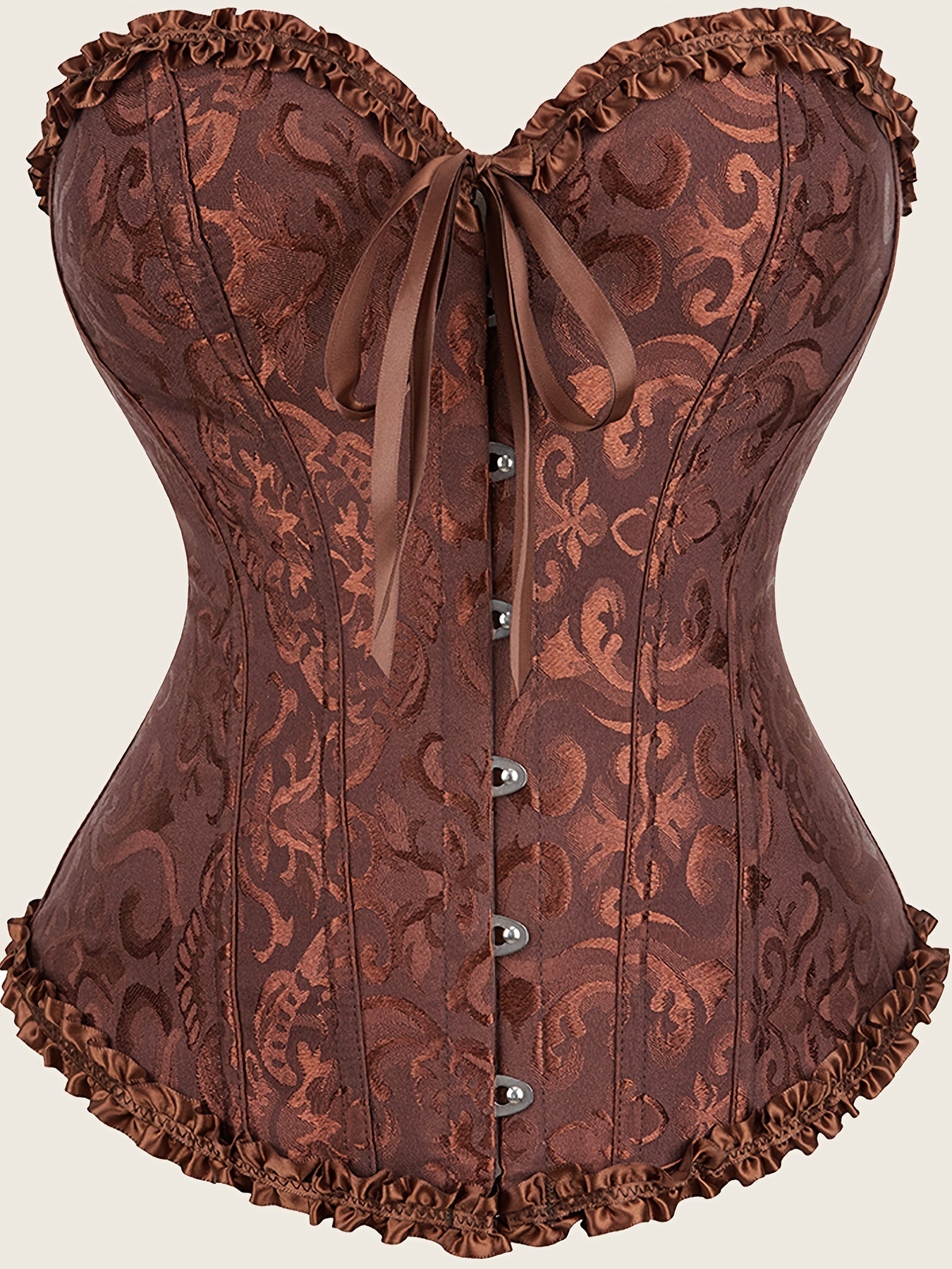 Ravishing Ruffle Strapless Corset Bustier - Sculpting Tummy Control, Lace-Up Jacquard Body Shaping, Adjustable Hooks, Comfortable Women's Lingerie & Shapewear for Hourglass Figure