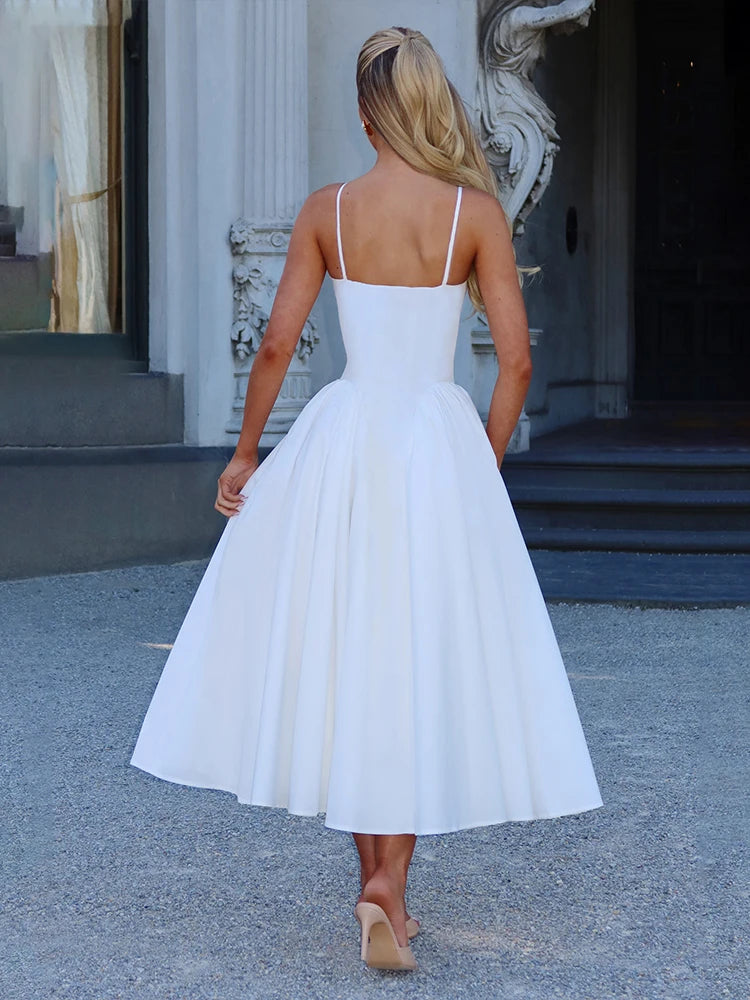Temperament Low-Neck Elegant Dress Women Large Hem Halter Backless Skinny Summer New Trend Banquet Vacation Vestidos