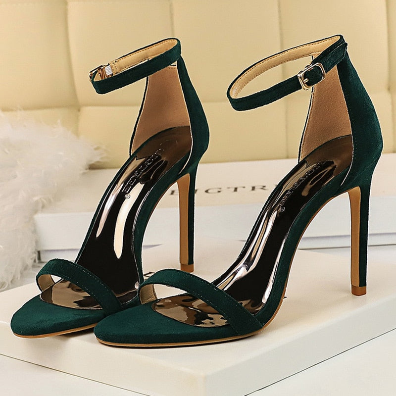 Women 9cm High Heels Crystal Sandals Wedding Bridal Stiletto Heels Sandles Glitter Prom Elegant Stripper Satin Strap Shoes